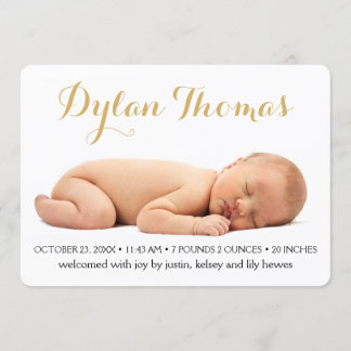Simple Elegance Custom Photo Birth Announcement