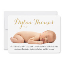 Simple Elegance Custom Photo Birth Announcement