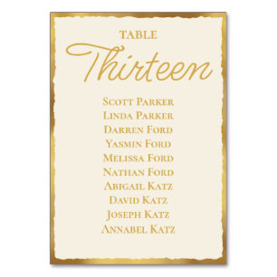 Simple Elegance Ecru Gold Edge Seating Chart Table Number