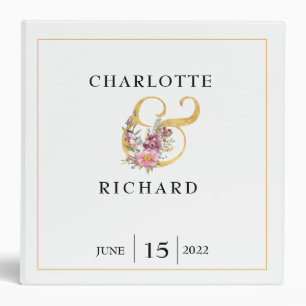 Simple Elegance, Gold Ampersand with Names 3 Ring Binder