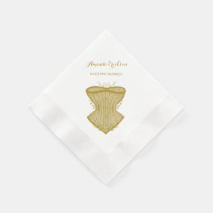 Simple Elegance Gold Corset Lingerie Bridal Shower Napkin