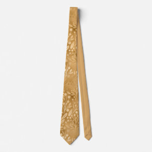 Simple Elegance Gold Foliage Pattern Stylish Tie