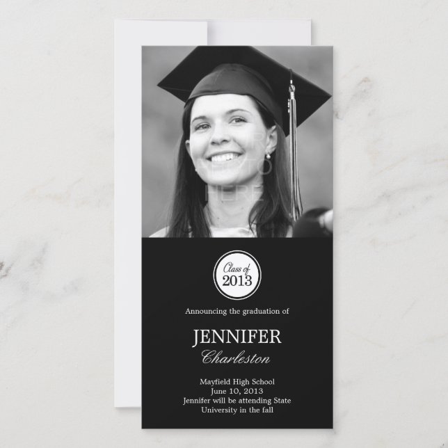 Simple Elegance Graduation Announcement Photo Card (Front)