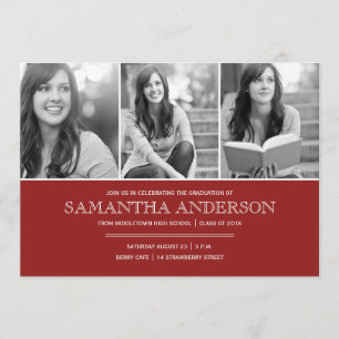 Simple Elegance Graduation Invitation - Dark Red