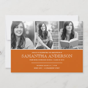 Simple Elegance Graduation Invitation - Orange