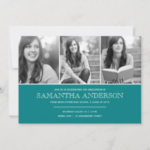 Simple Elegance Graduation Invitation - Teal