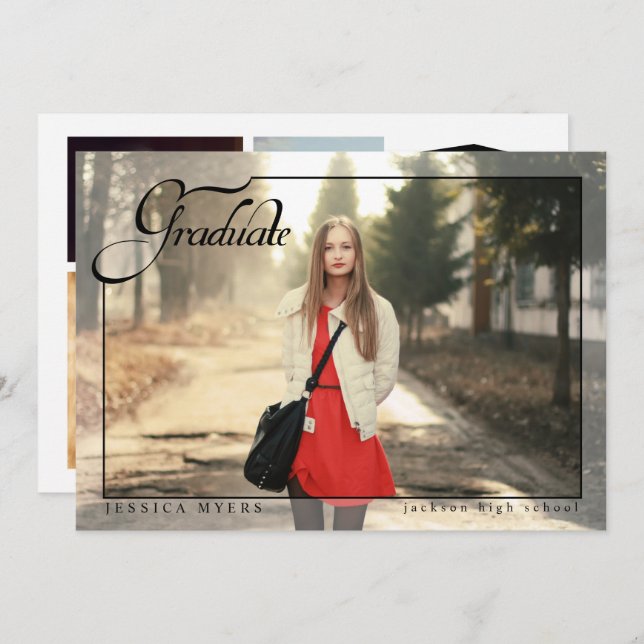 Simple Elegance, Graduation Photo Announcements (Front/Back)