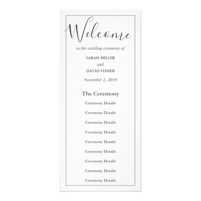 Simple Elegance Mariage programme de cérémonie (Devant)