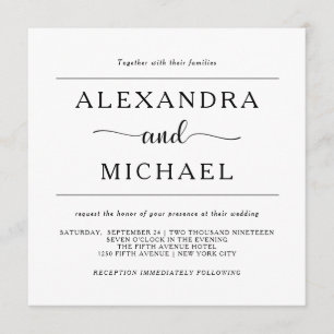Simple Elegance   Minimal Black and White Wedding Invitation