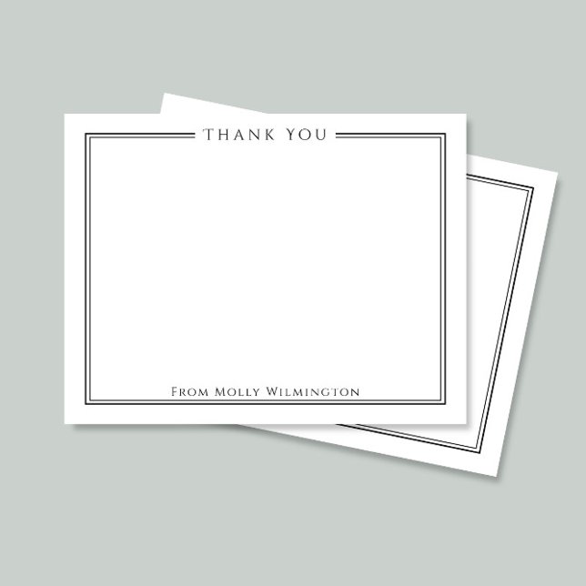 Simple Elegance Noir & Blanc Merci Carte Note (Créateur téléchargé)