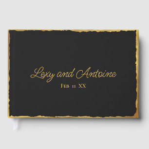 Simple Elegance Personalized Black Gold Edge Guest Book