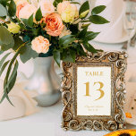 Simple Elegance Personalized Off White Gold Edge Table Number<br><div class="desc">This elegant table card is beautiful. The design features a thin and minimalist uneven golden edge with golden typography for customizable details. Off white background.   

Part of the Simple Elegance Luxe Gold Edge Wedding Collection.</div>