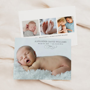 Simple Elegance Photo Overlay Baby Boy Birth Announcement