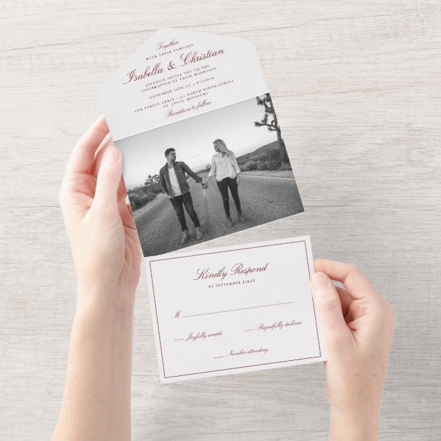 Simple Elegance Photo Wedding All In One Invitatio All In One Invitation (Tearaway)