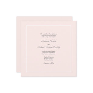 Simple Elegance Pink Formal Wedding Square  Invitation