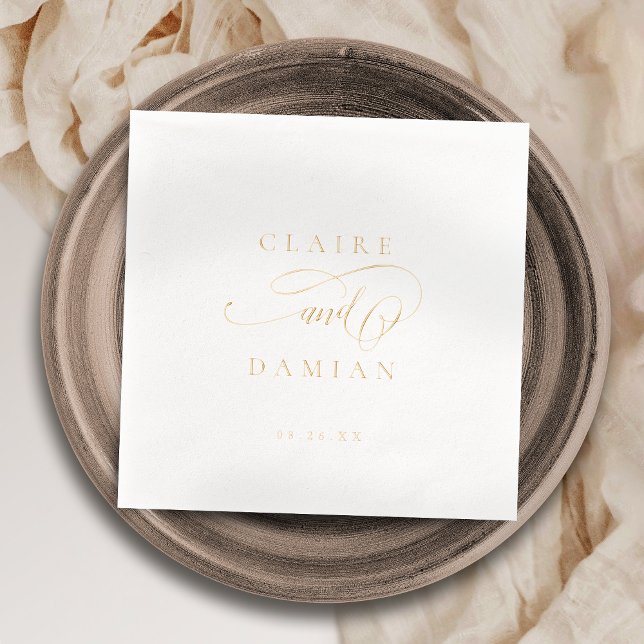 Simple Elegance Romantic Script Classic Wedding  Foil Napkins (Simple Elegance Romantic Script Classic Wedding Foil Napkins)