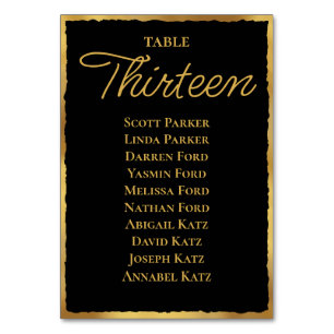 Simple Elegance Thin Black Gold Edge Seating Chart Table Number
