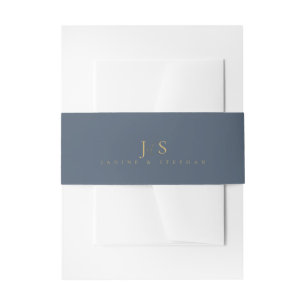 Simple Elegance Wedding Initials Blue ID1022 Invitation Belly Band