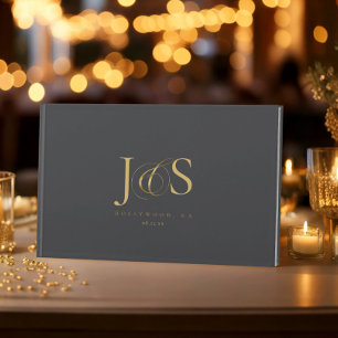 Simple Elegance Wedding Initials Charcoal ID1022 Guest Book