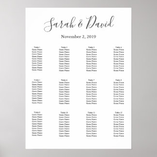 Simple Elegance Wedding Seating Chart 18x24