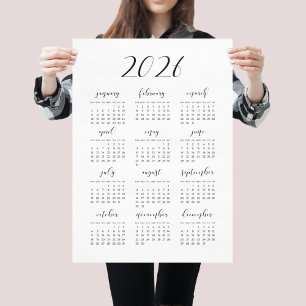 Simple elegant 2026 calendar poster