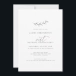 Simple Elegant 21st Birthday Surprise Party Invitation<br><div class="desc">A simple hand-drawn botanical sprig combines with airy calligraphy and traditional typography to create a fusion design that a man or woman would be comfortable using. Dark grey text on white is the perfect choice for any season.</div>
