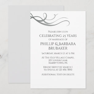 Simple Elegant 25th Wedding Anniversary Party  Invitation