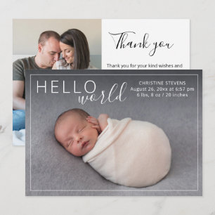 Simple Elegant 2 Photo Birth Announcement
