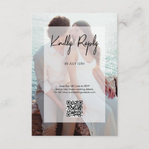 Simple Elegant 2 Photo Overlay Script Wedding Enclosure Card