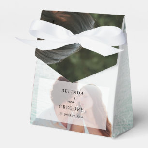 Simple Elegant 2 Photo Overlay Script Wedding Favor Box