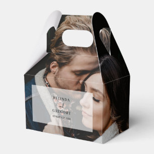 Simple Elegant 2 Photo Overlay Script Wedding Favor Box