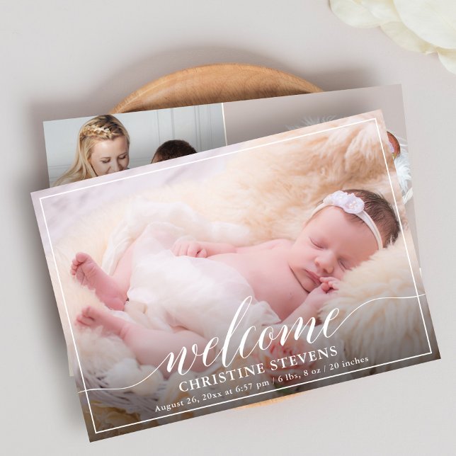 Simple Elegant 3 Faire-part de naissance photo (Créateur téléchargé)