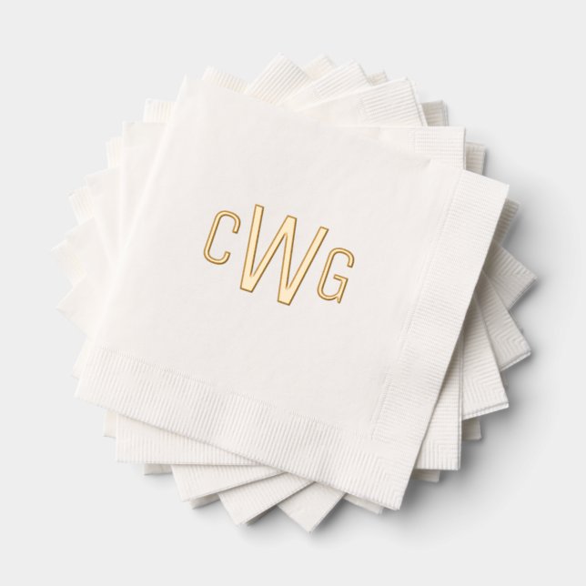 Simple Elegant 3 Initial Letter Monogram #1  Foil Napkins (Insitu (Stacked))