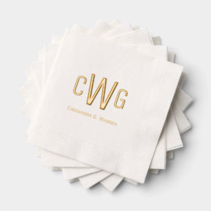Simple Elegant 3 Initial Letter Monogram #1 Name Foil Napkins