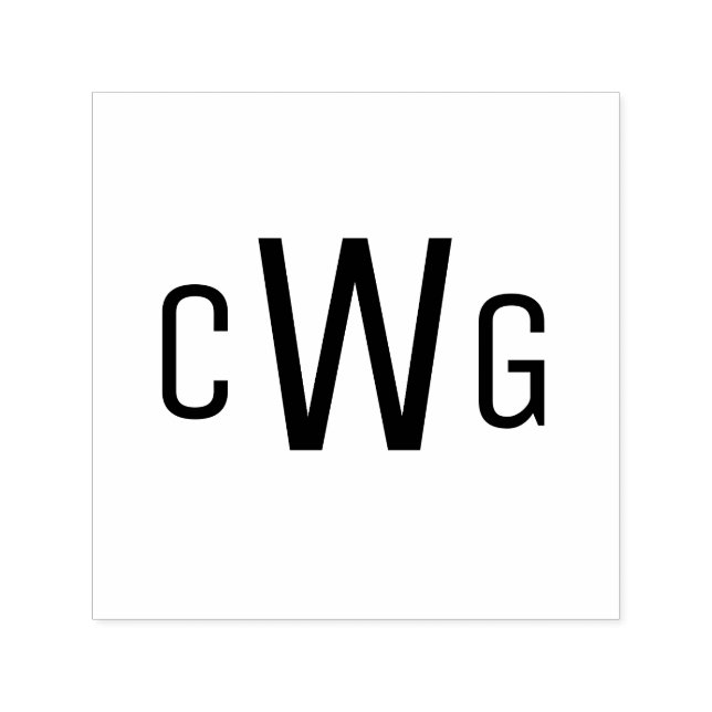 Simple Elegant 3 Initial Letter Monogram #1 Self-inking Stamp (Design)