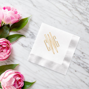 Simple Elegant 3 Initial Letter Monogram #4 Foil D Foil Napkins
