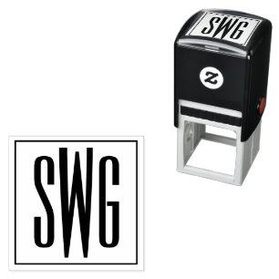 Simple Elegant 3 Initial Letter Monogram #8BStSQ Self-inking Stamp