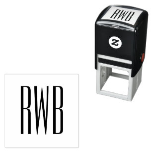Simple Elegant 3 Initial Letter Monogram #8D Self-inking Stamp