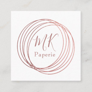 Simple & Elegant Abstract Rose Gold Circles Square Business Card