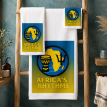 Simple Elegant African Tribal Drum Dance Towel Set