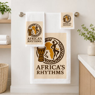 Simple Elegant African Tribal Drum Dance Towel Set