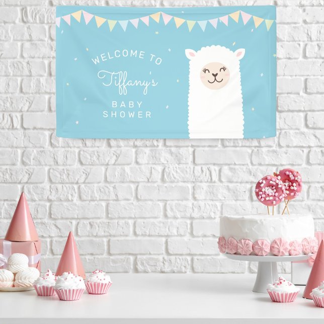 Simple Elegant Alpaca Llama Baby Shower Welcome Banner (Creator Uploaded)