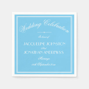 Simple Elegant Aqua Blue & White Script Wedding Napkin