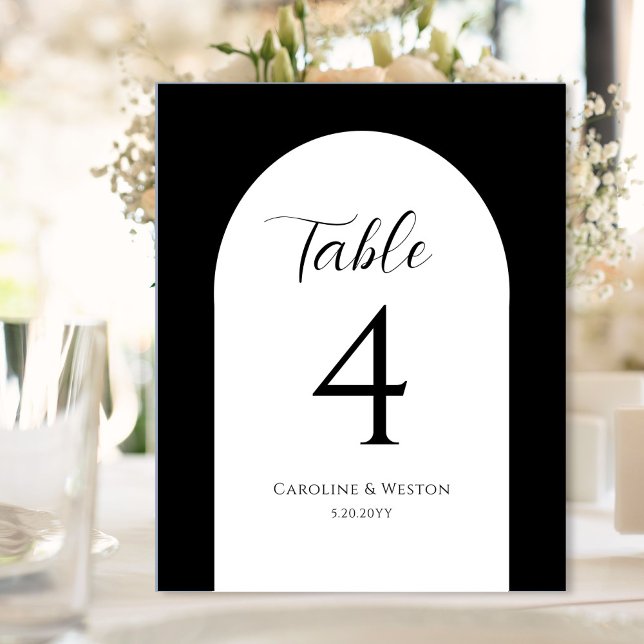 Simple Elegant Arch, Black, Wedding Table Numbers Acrylic Sign (Creator Uploaded)