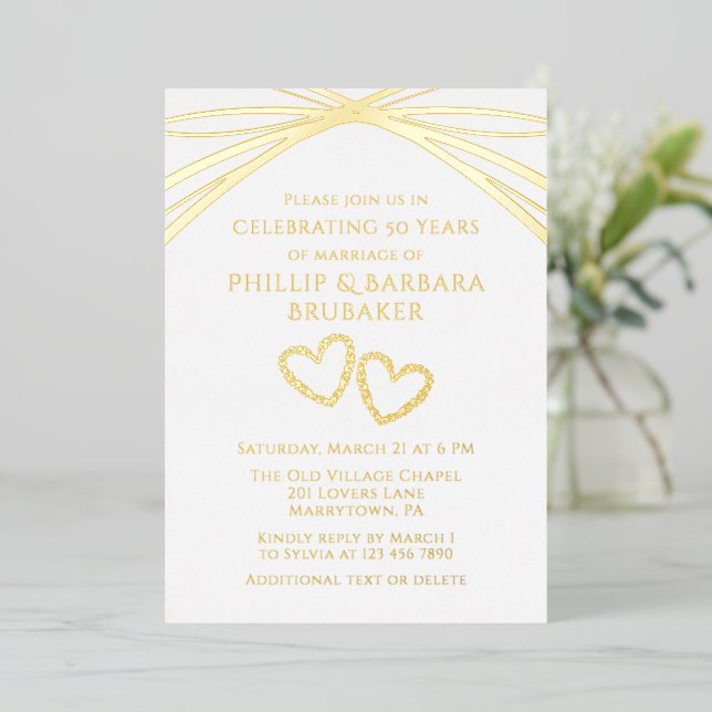 Simple Elegant Arch Gold 50th Wedding Anniversary (Standing Front)