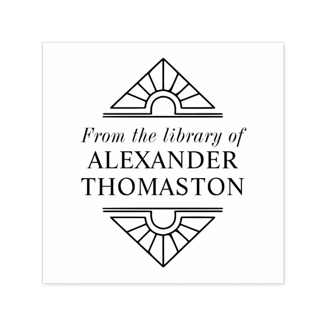 Simple Elegant Art Deco #1 Library Book Name Self-inking Stamp (Design)