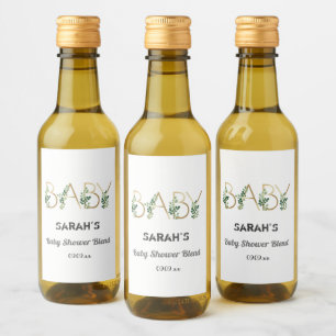 Simple Elegant Baby  Slogan Baby Shower Mini Wine Label