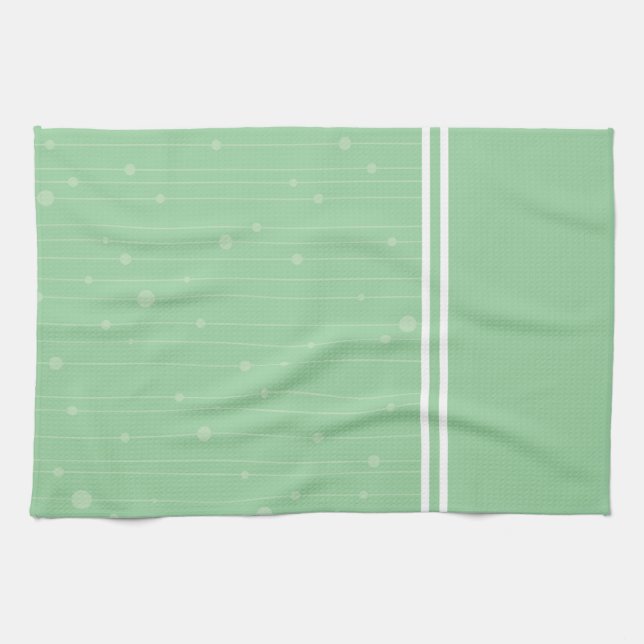 Simple elegant bamboo forest mint green stripes kitchen towel (Horizontal)