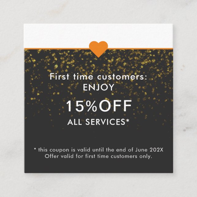Simple Elegant Beauty Salon First Time Discount Card (Front)