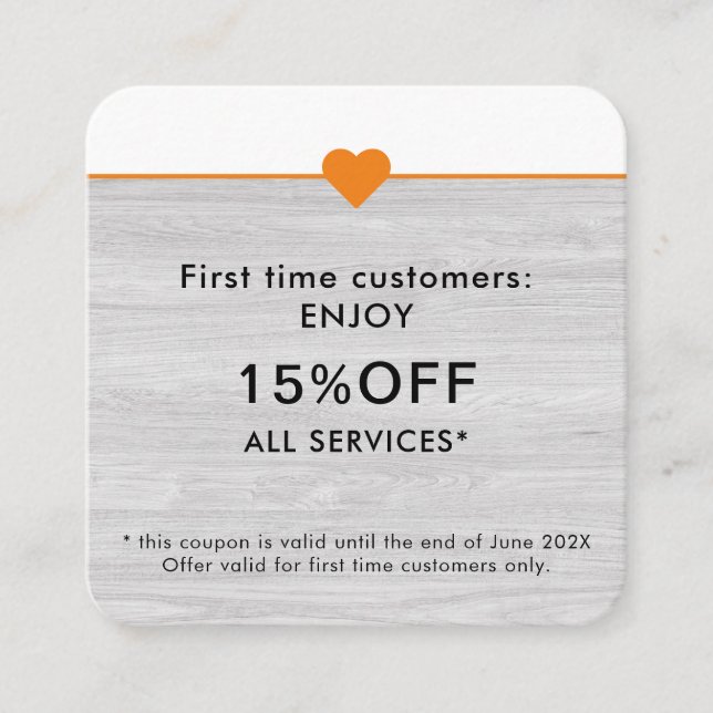 Simple Elegant Beauty Salon First Time Discount Card (Front)